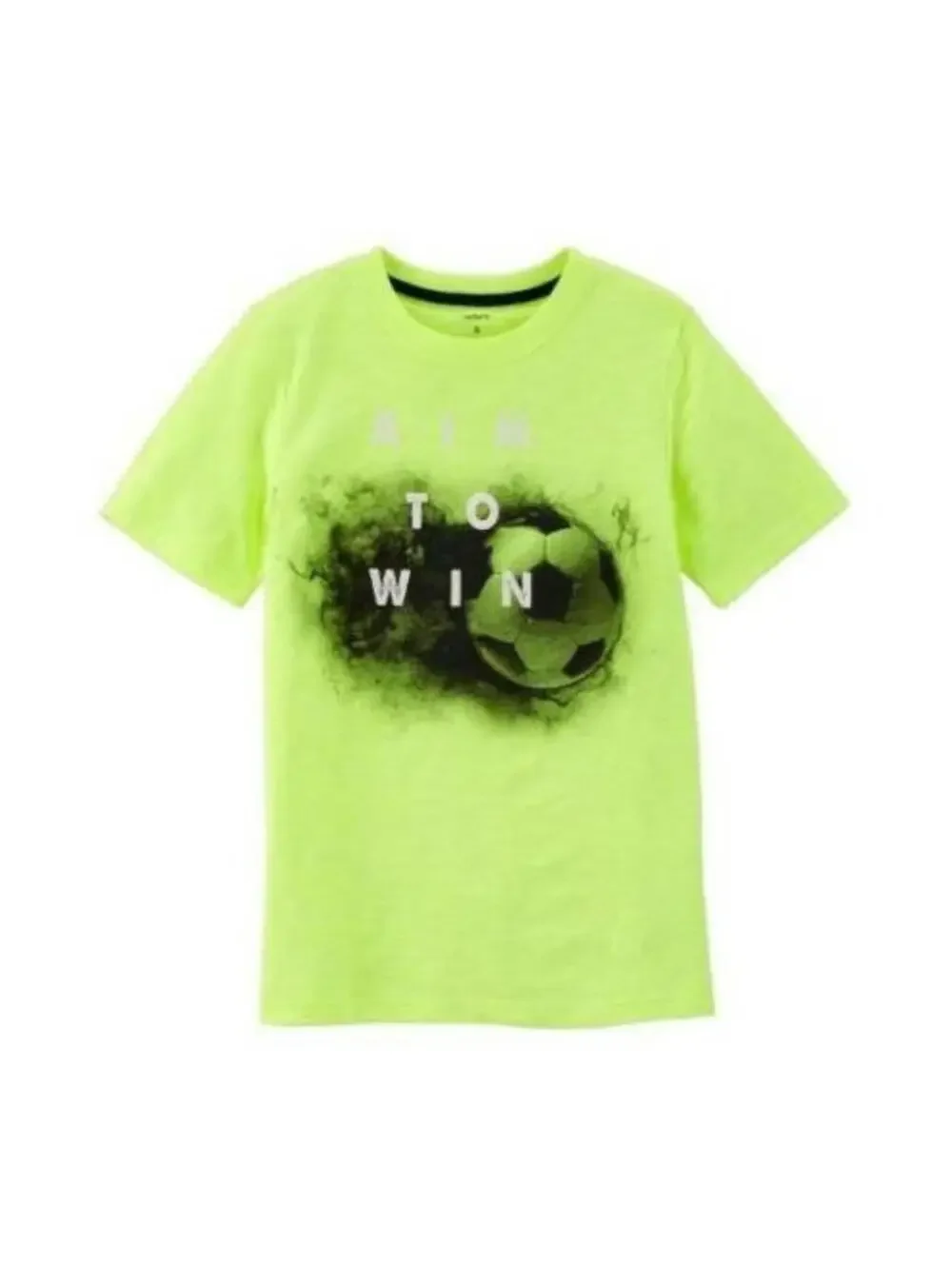 Carters Shirt Boys 4/5 Soccer AIM TO WIN Yellow Short Sleeve Crew Tee Summer